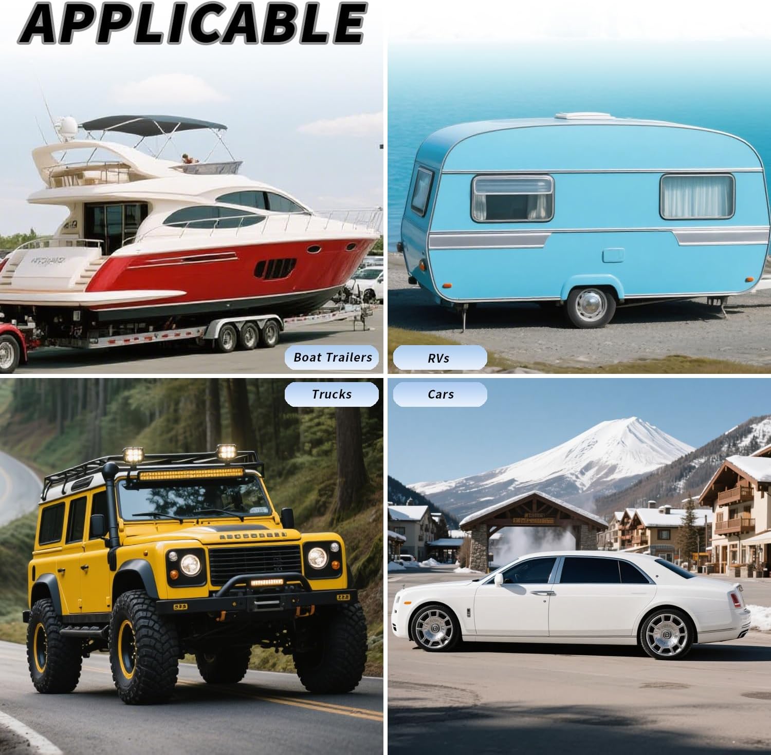 Vacallity RV Wheel Chocks for RV Tire Chock Block Camper Travel Trailer Car Truck, Upgrade Rubber Wheel Chocks with Rope,Easy to Use,Wheel Immobilizers & Chocks (2pair4pack)