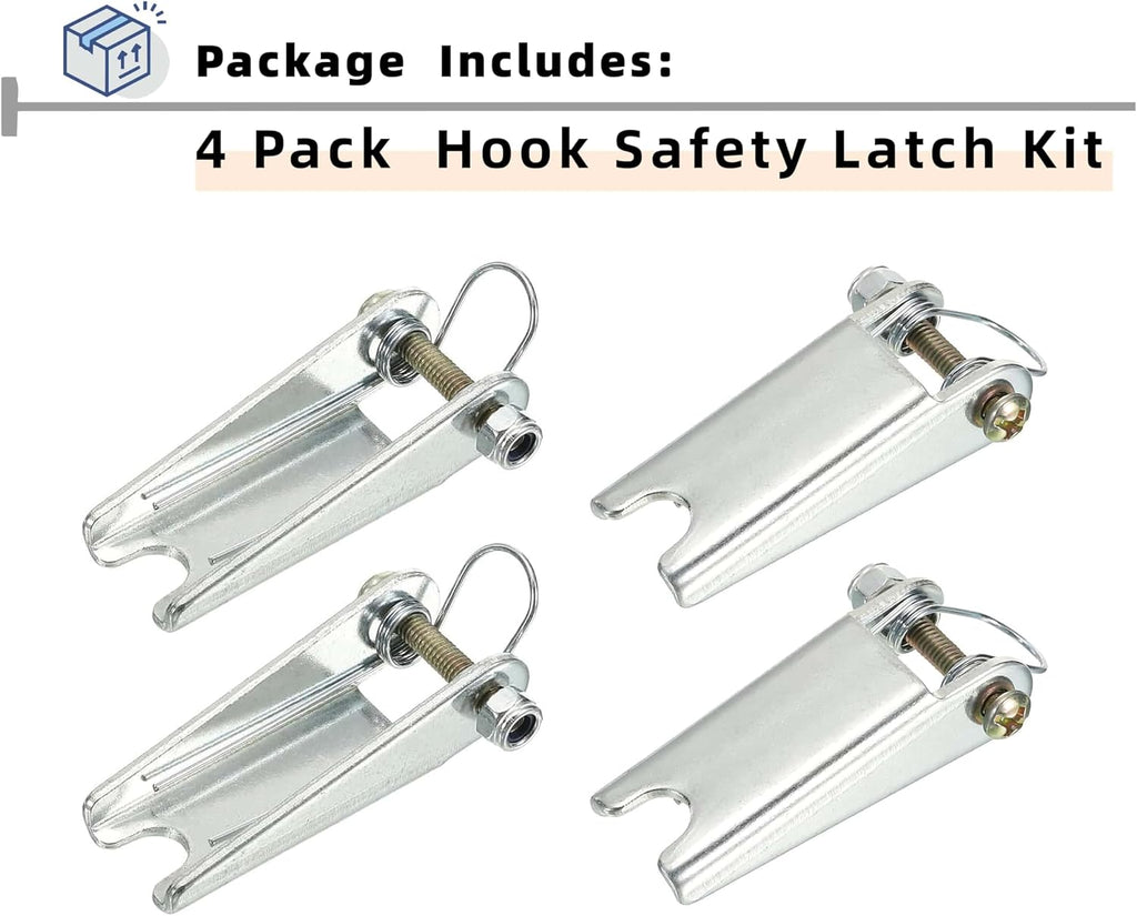 4 Pack 2 Inch Steel Safety Hooks Latch Replacement Kit for Clevis Slip Hook Truck Trailer Towing Receiver Hitch, 2T