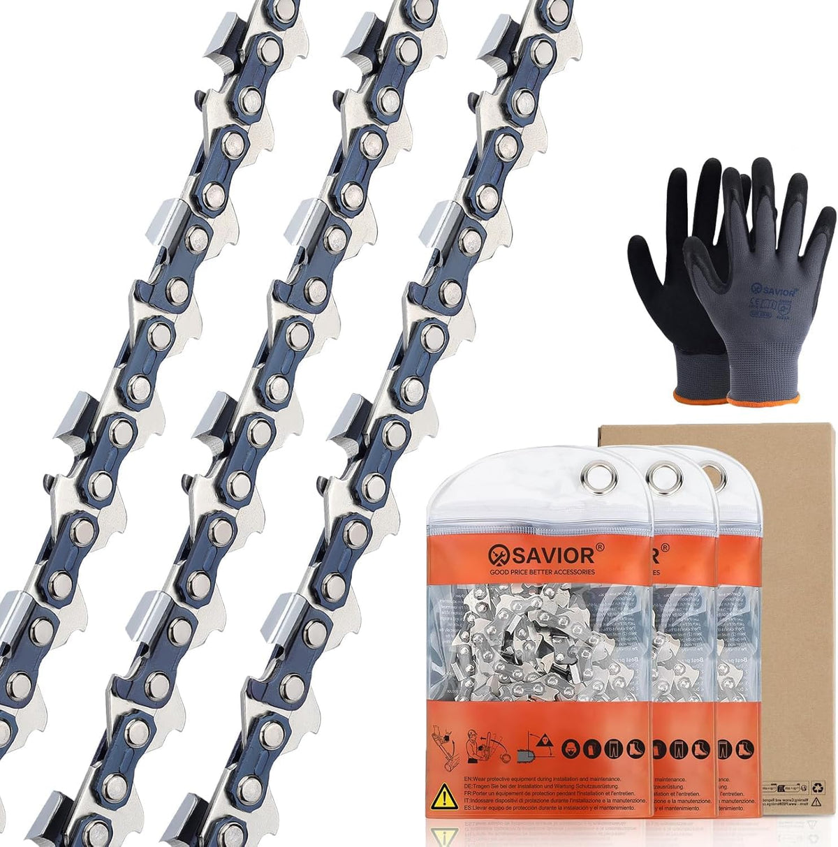 savior 3pc 10 inch pole saw chain for, main product view