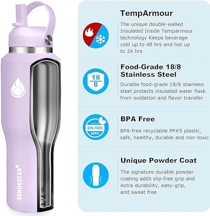 SENDESTAR 40oz Water Bottle Wide Mouth Stainless Steel Vacuum Insulated Double - Image 4