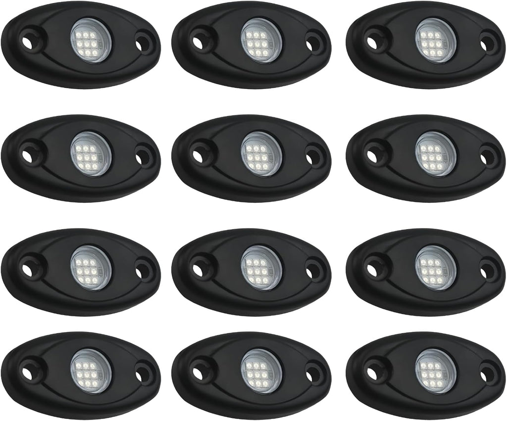 12-Piece Blue Car Underglow Led Lighting Kit, 9W Waterproof Led Lights for Trucks, Boats & Trailers, Aluminum Housing, 2.8×1.3×0.4 Inches, Ip67 Rated