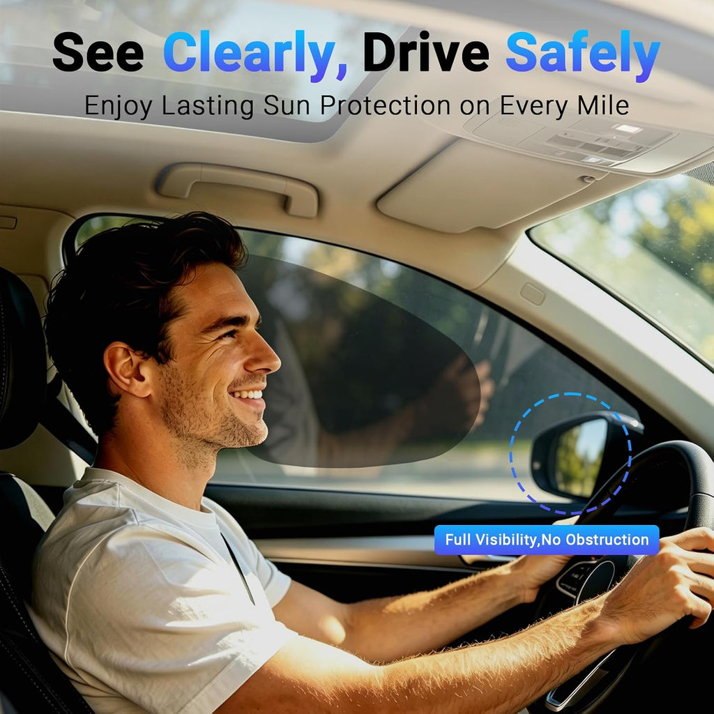 Static Cling Car Window Shades 4 PCS, Roll Windows Down, for Most Cars | Car Window Covers for Front & Rear Side Window | No Glue No Residue | 99% UV Block | Sun Blocker for Driver, Baby, Kids