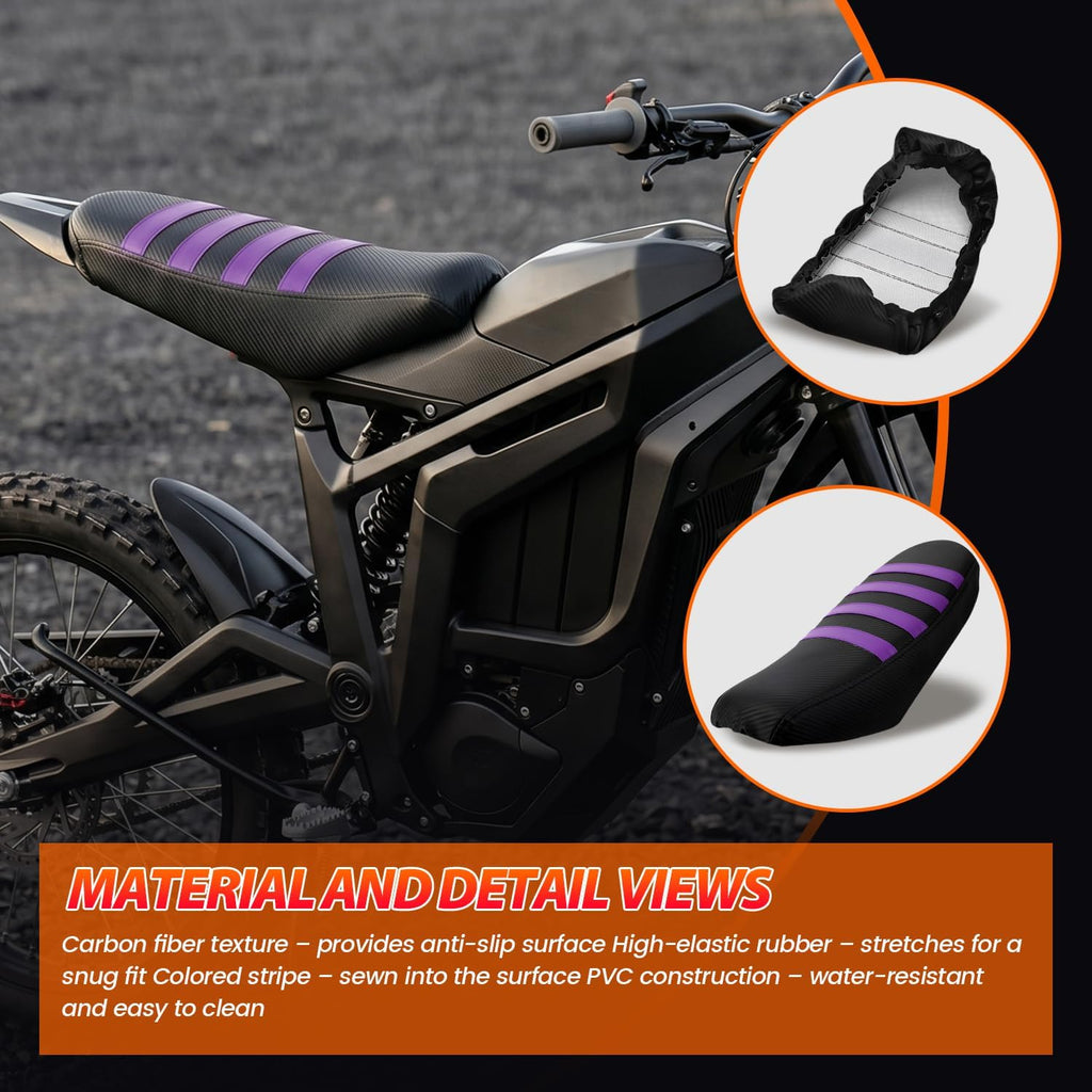Electric Dirt Bike Seat Cover Stylish Striped Soft for Talaria Sting MX3 MX4 MX5 taparia Motorcycle Off Road Motocross Enduro (Purple)