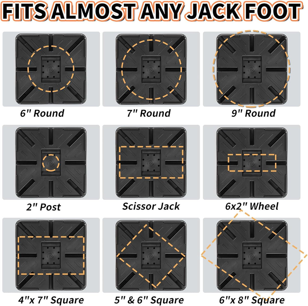 OULEME Trailer Jack Block, 15,000 lbs Leveling Block for RV Camper Travel Trailer 5th Wheel, Fits 8.5” Pad, Tongue Stand/Round Square Scissor Stabilizer Jack and Wheels, 1 Pack