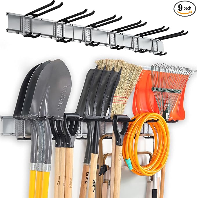 Wall Mount Tool Storage Rack, Heavy Duty Garage Organizer, Garden Hooks and by Aking+Ace