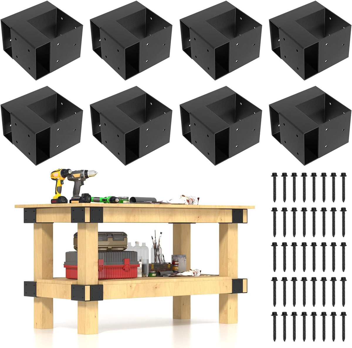 set of 8 heavy duty workbench bracket kit, main product view