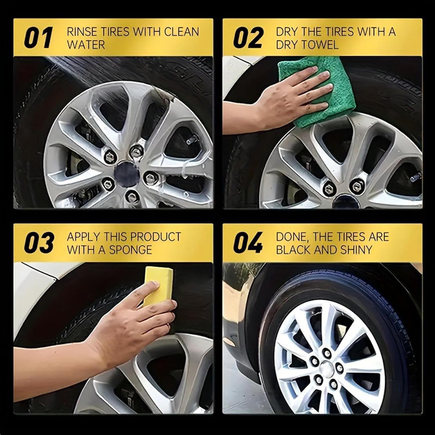 50g Car Tires Polished Wax, Car Tire Coating Paste, Long-Lasting Black Shine Dressing Wax Polished Restorer, Waterproof UV-protect Maintenance Gel, High Gloss Tire Shine For Maintenance Routine