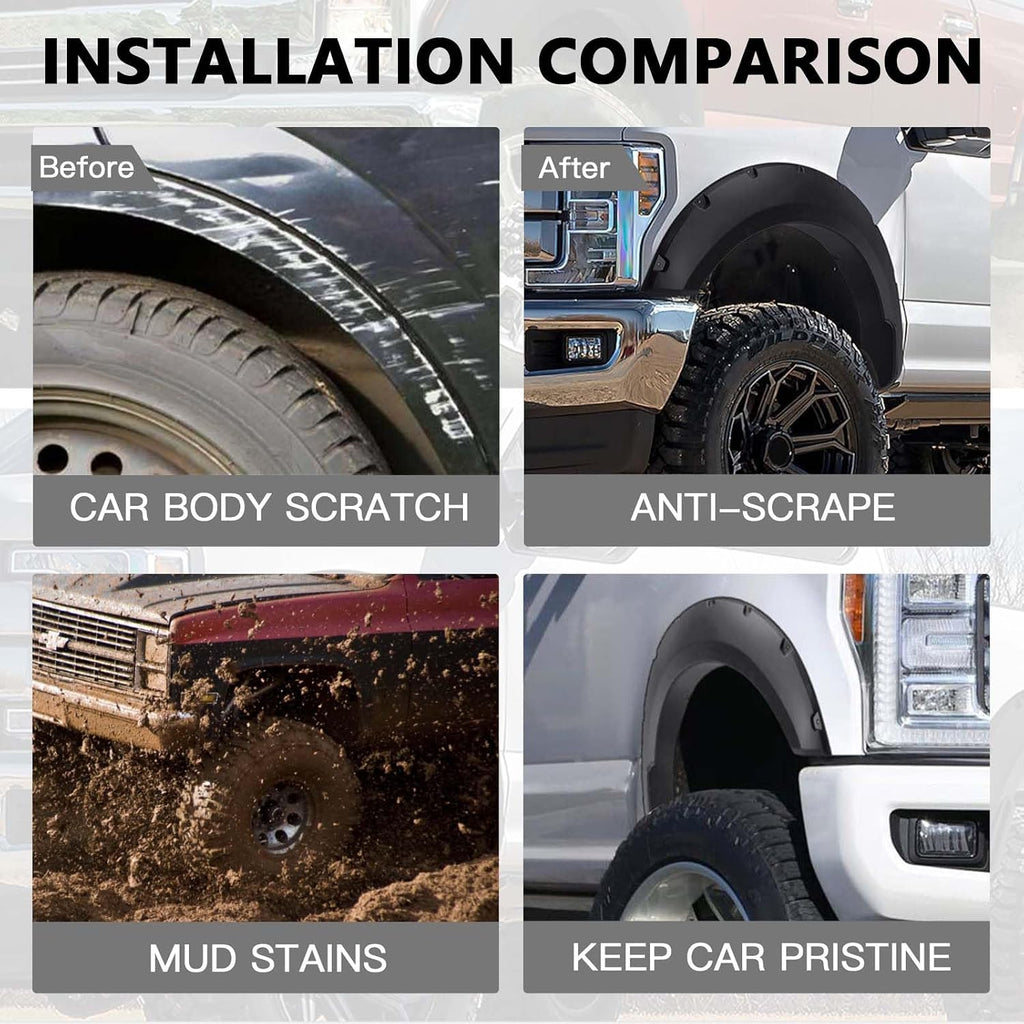 DREAMOTOR 4PCS Universal Fender Flares, 31.5 inch Length Fender Flares Wheel Arches, Car Flexible Wide Body Kit Compatible with Dodge Charger Ford Ranger Scion TC Honda Civic Accord VW Toyota Corolla