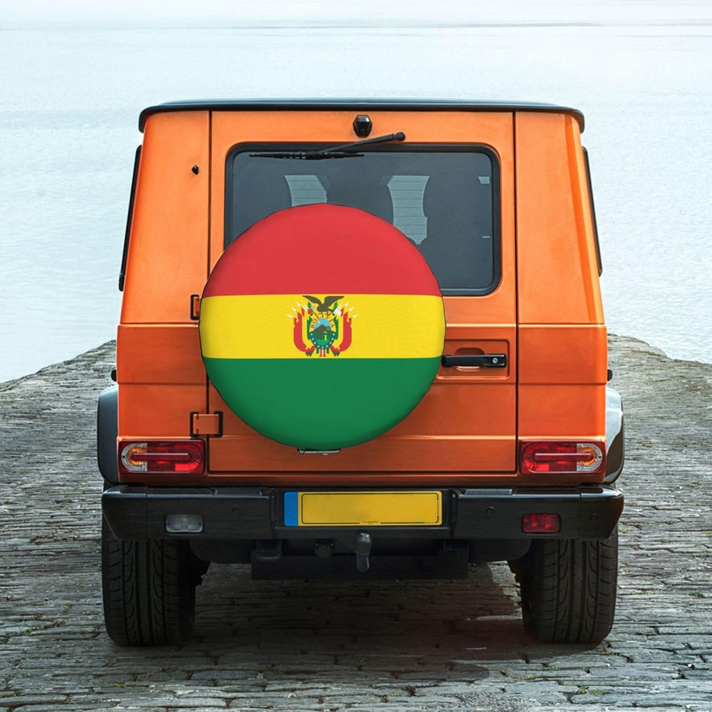 Flag of Bolivia Print Universal Spare Tire Cover for RV, Jeep | Wheel Protector Fits Rv, Trailer, Jeep, Shield Tires From Sun, Dirt And Rain For Outdoor Storage