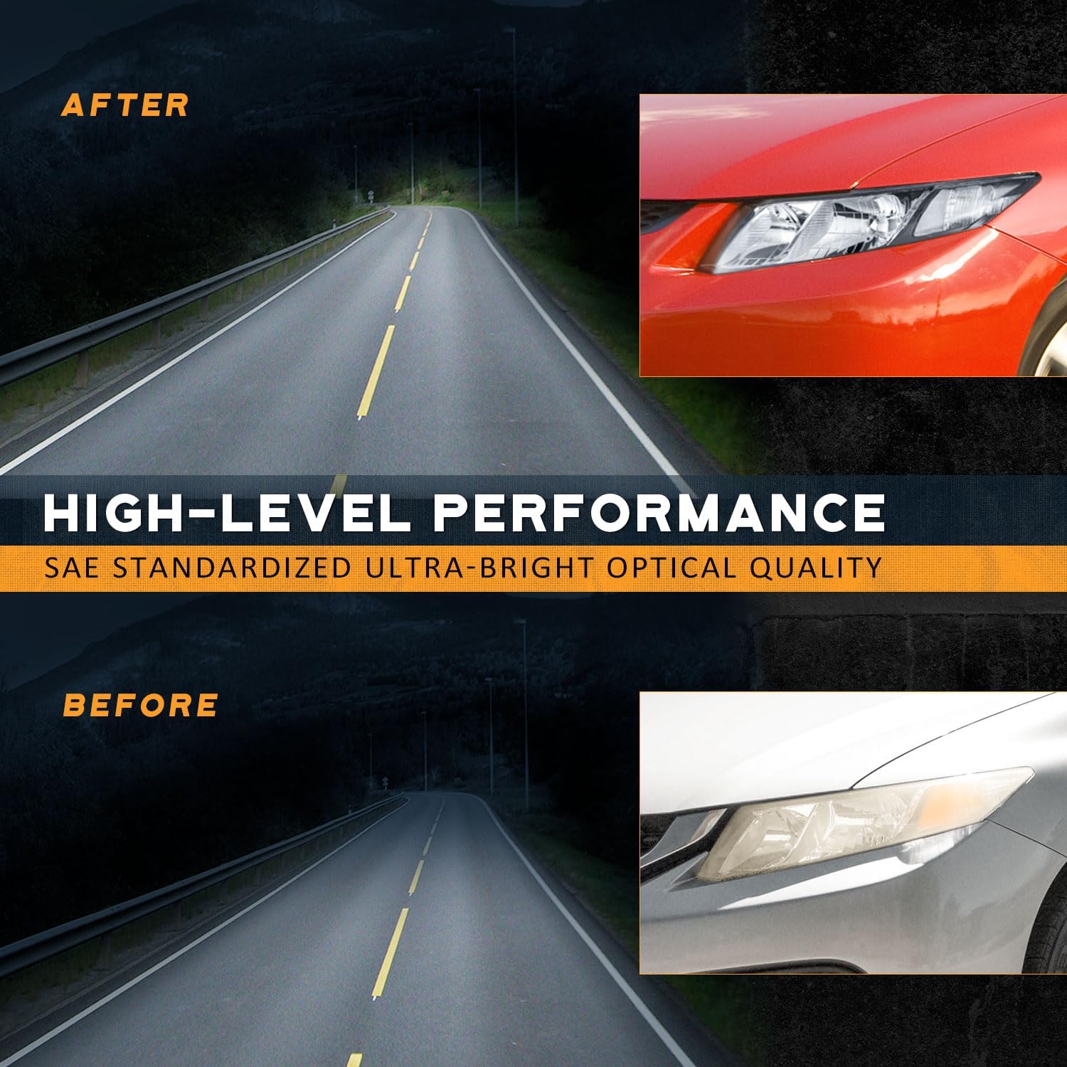 WEELMOTO for 2012-2015 Honda Civic 4Dr Sedan Headlights for 12-13 Honda Civic 2Dr Coupe Pair Headlamp Black Housing Clear Reflector Left+Right Side (Does NOT Fit Hybrid or Hybrid-L Models)