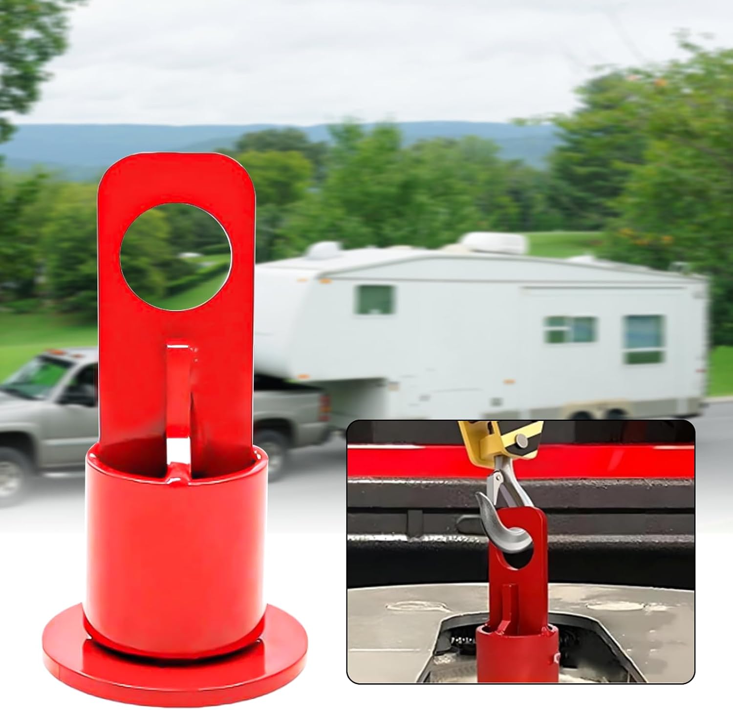 500lb Capacity 5th Wheel Lifting Bracket & 5th Wheel Hitch - Durable Steel Hitch Bracket Replacement for Trucks, Vehicles, and Trailers - Red (Compatible with Part #6100)