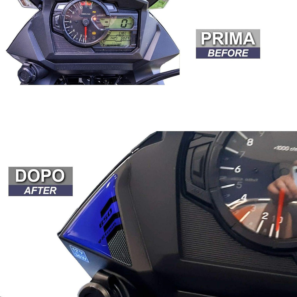 Resin Bike Motorcycle 3D Stickers Compatible with Suzuki V-Strom 650 XT ABS 2020-2021 Black-Blue. Dashboard Protector from Bumps and Scratches. Motorcycle Resin Stickers - Made in Italy