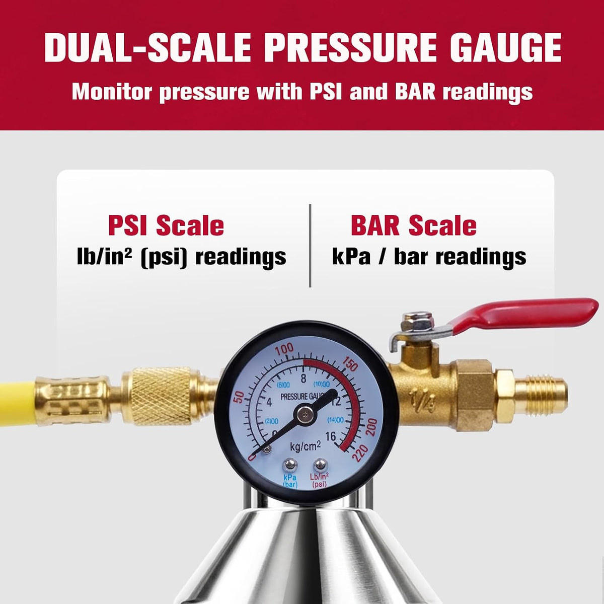 ac flush kit, hvac refrigeration system cleaning tool showing dimensions