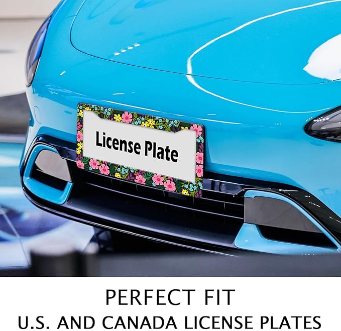 Floral License Plate Frame, Flowers License Plate Holder Covers, Metal Aluminum - Image 3