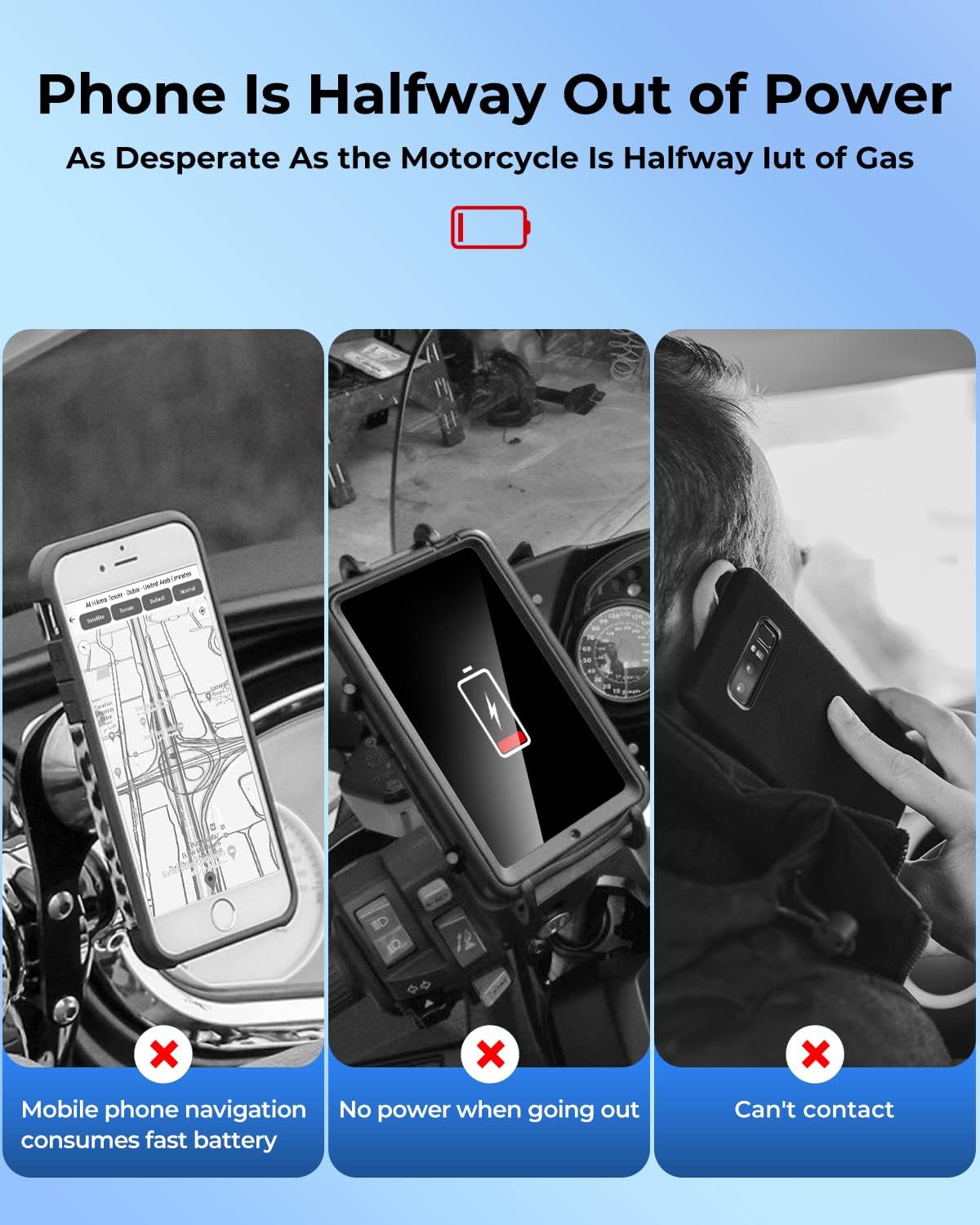 Dual USB Port Waterproof Motorcycle Phone Charger for Honda CRF300L CRF250L 2017-2022 - USB Charger for Phone, Tablet, GPS