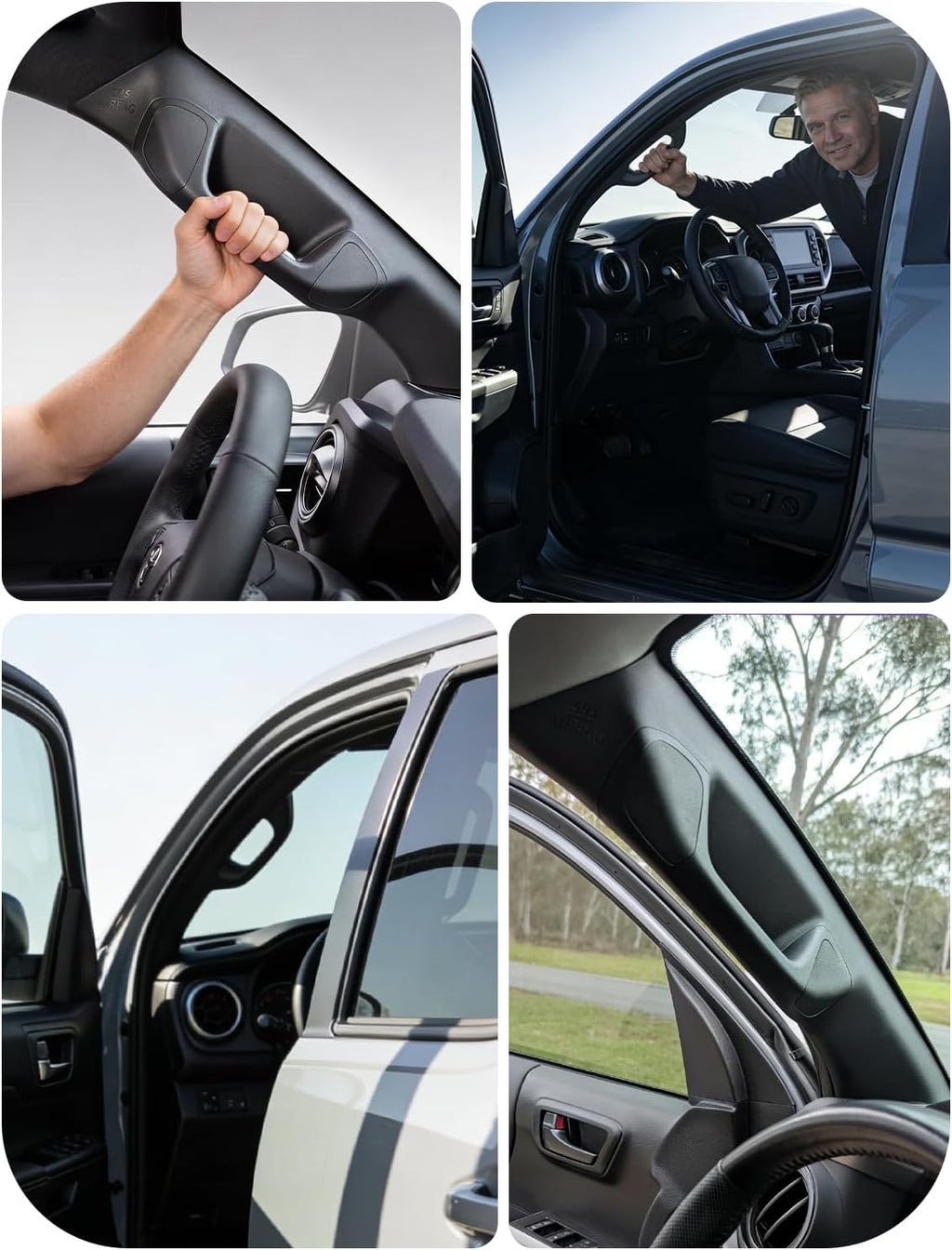 Driver Side A-Pillar Grab Handle for Toyota Tacoma 3rd Gen 2016-2023, OEM-Style Texture, Reinforced ABS, Quiet & Precision No-Wobble Fit, Easy Installation, Black