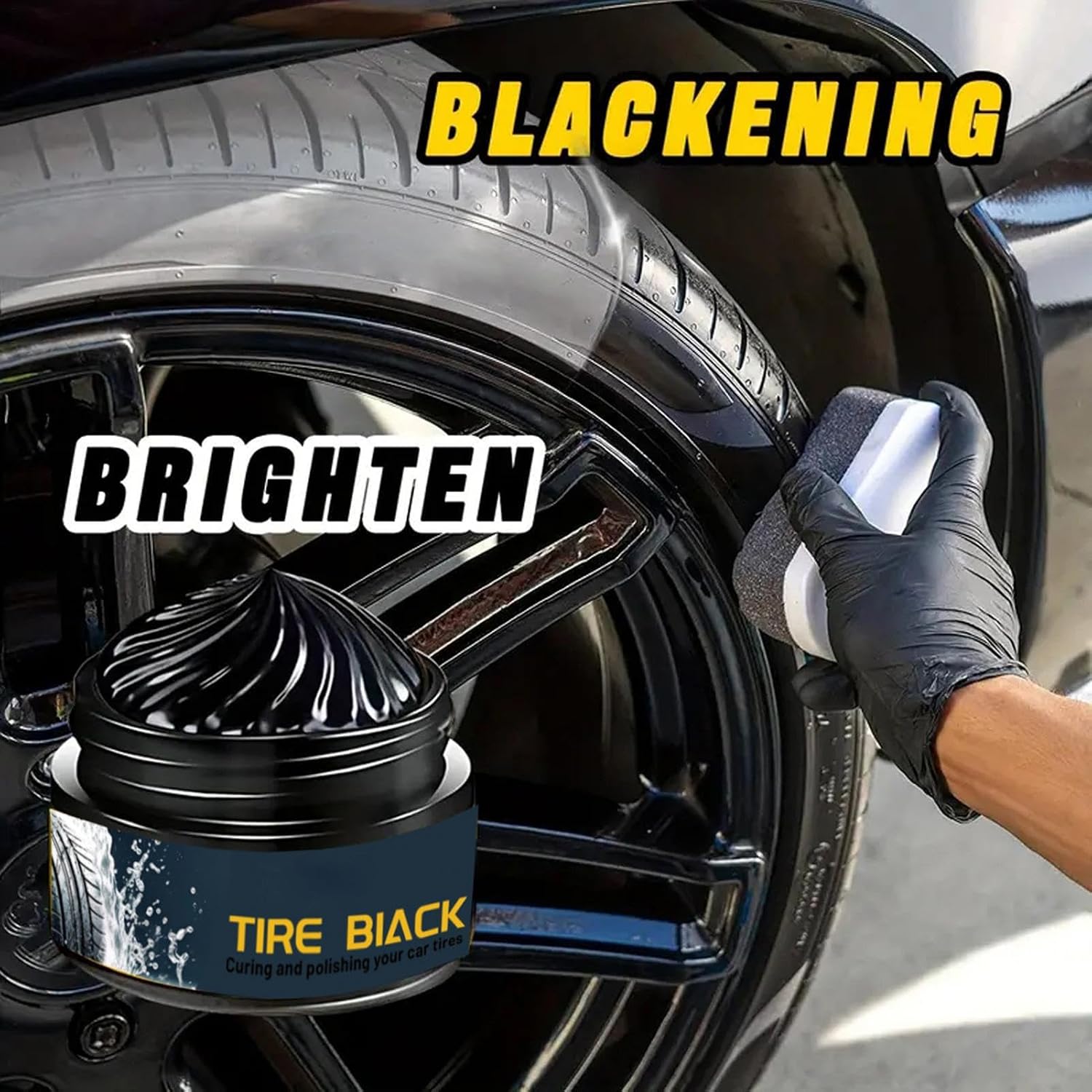 50g Car Tires Polished Wax, Car Tire Coating Paste, Long-Lasting Black Shine Dressing Wax Polished Restorer, Waterproof UV-protect Maintenance Gel, High Gloss Tire Shine For Maintenance Routine