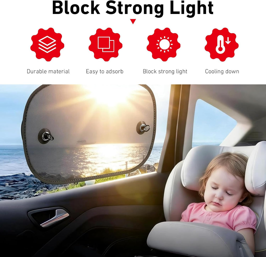 2 PCS Car Window Shades, 20"x12" Car Side Window Sun Shade, Suction Cup Automotive Sun Shade, Car Window Sunshades for Baby Camping Napping, Fits Most Cars SUVs Trucks