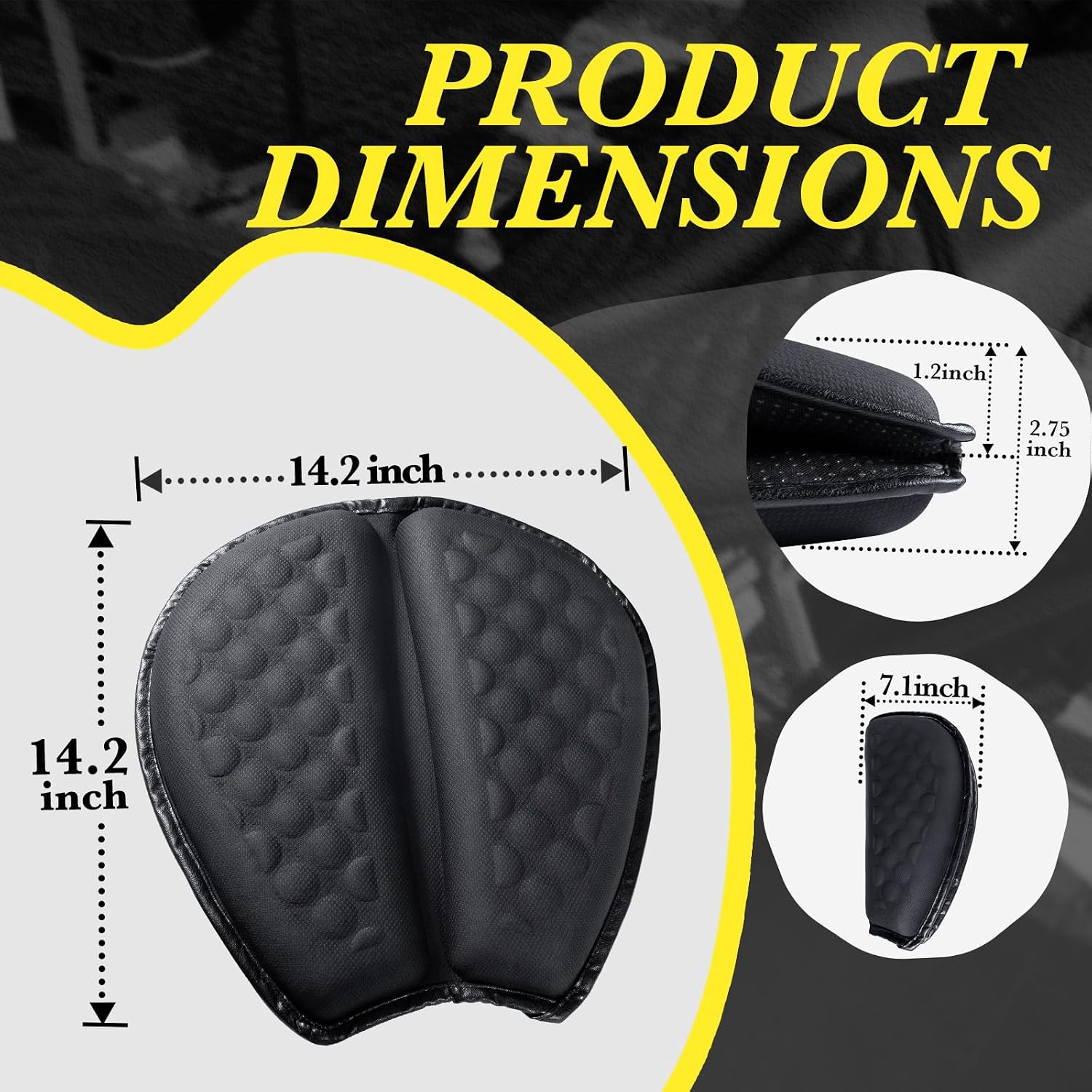Foldable Motorcycle Gel Seat Cushion with Sunshade Cover – 3D Dome-Shaped Shock Absorption Seat Pad, Comfort & Butt Protection for Long Rides, Stay Cool & Comfortable