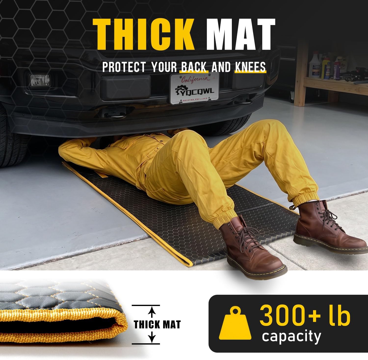 Magic Rolling Creeper Mat Portable Mechanics Mat | Low Clearance, Foldable Garage Padded Mat, For Under Car Repair, Storage Bag Included, Cool Gifts for Men Dad Father