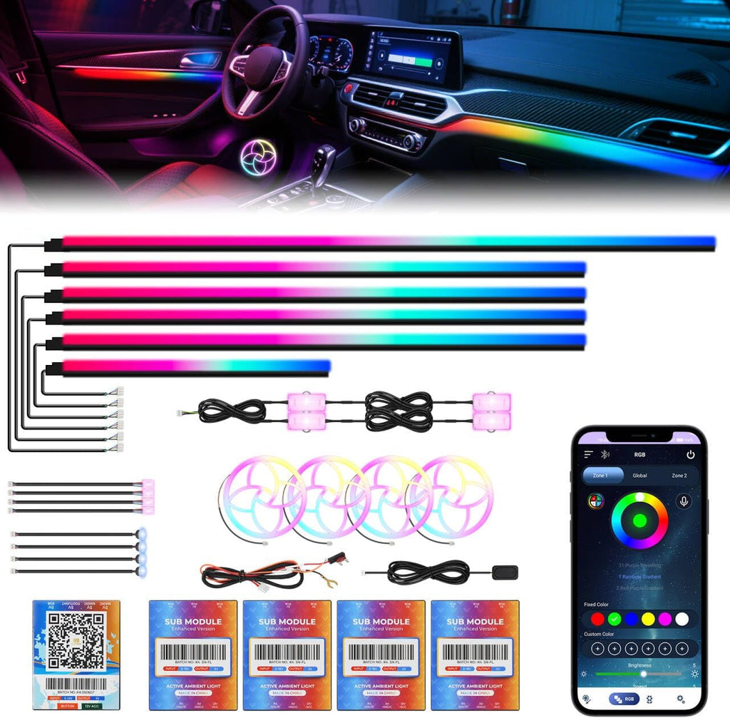 New Version Dreamcolor Acrylic Car Interior Lights 22 in 1 RGB LED Strip Lights