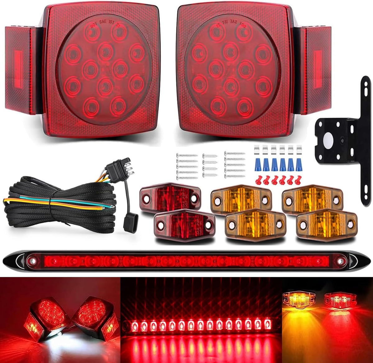 limicar boat trailer lights kit submersible 15-led brake, main product view