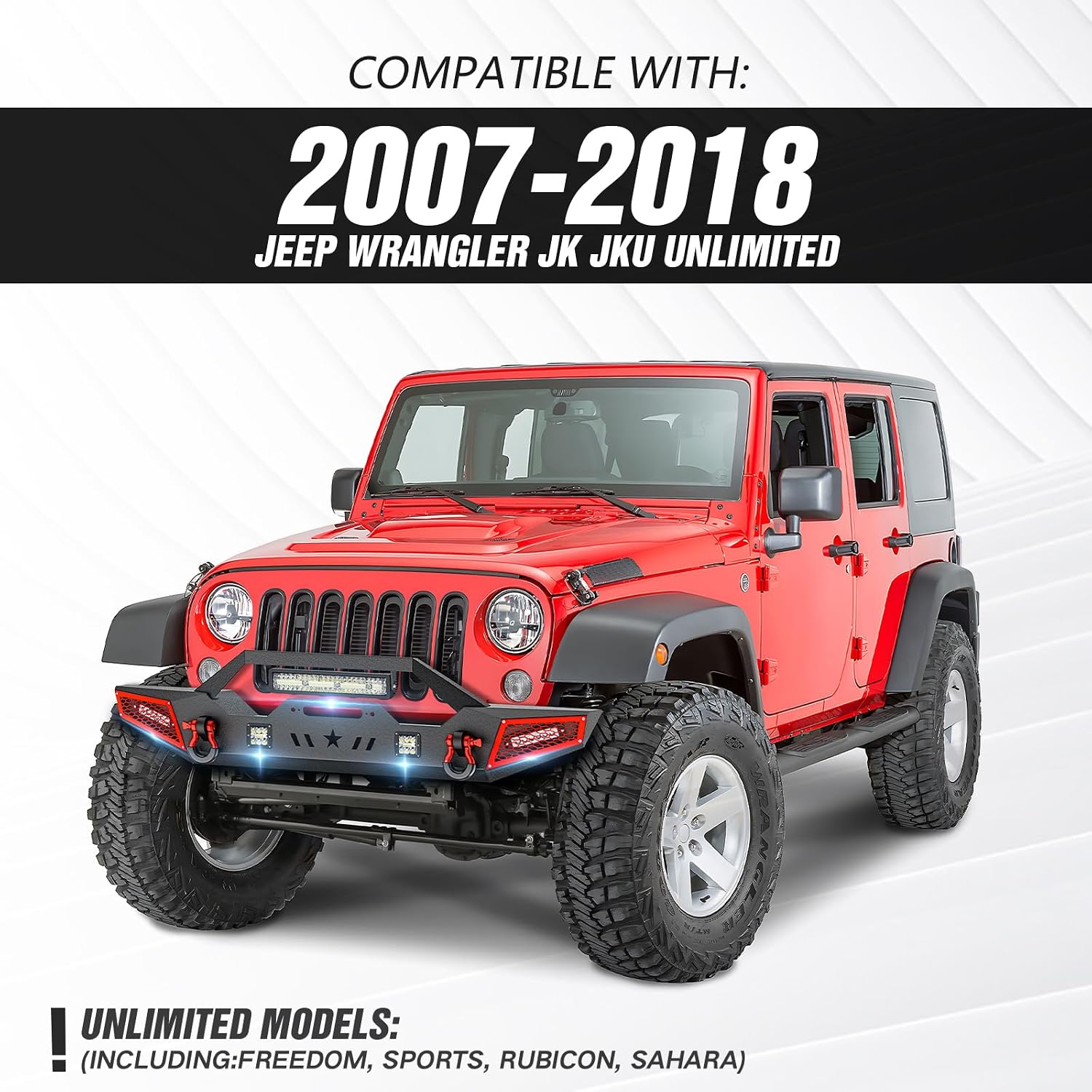 YZONA Front & Rear Grab Handle Kit Compatible with 2007-2018 Jeep Wrangler JK JKU Rubicon Sport Sahara Aluminum Alloy Grab Bar Roll Bar Assist Grips Red
