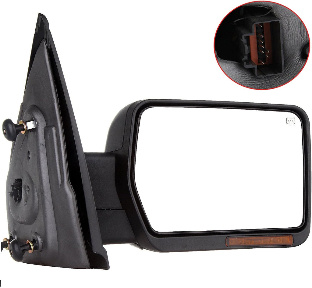 Passenger Side Heated Towing Mirrors Fits 2007-2014 for Ford for F-150 Series Truck Pickup, Power Adjusted View Mirror with Turn Signal Indicator