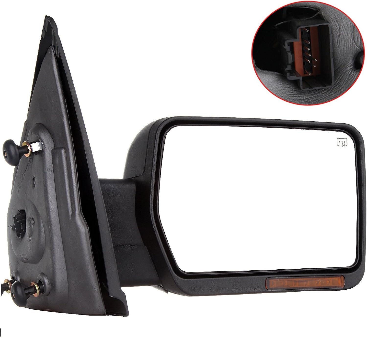 Passenger Side Heated Towing Mirrors Fits 2007-2014 for Ford for F-150 Series Truck Pickup, Power Adjusted View Mirror with Turn Signal Indicator