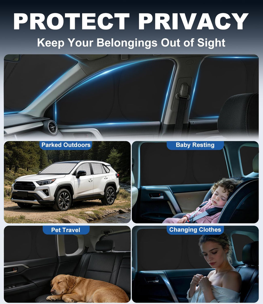 Forester Window Covers 2019-2024, 8PCS Full Coverage Set | Custom Fit, 99% Light Blocking, Graphene Heat Reflection, Foldable Storage, Ideal for Camping