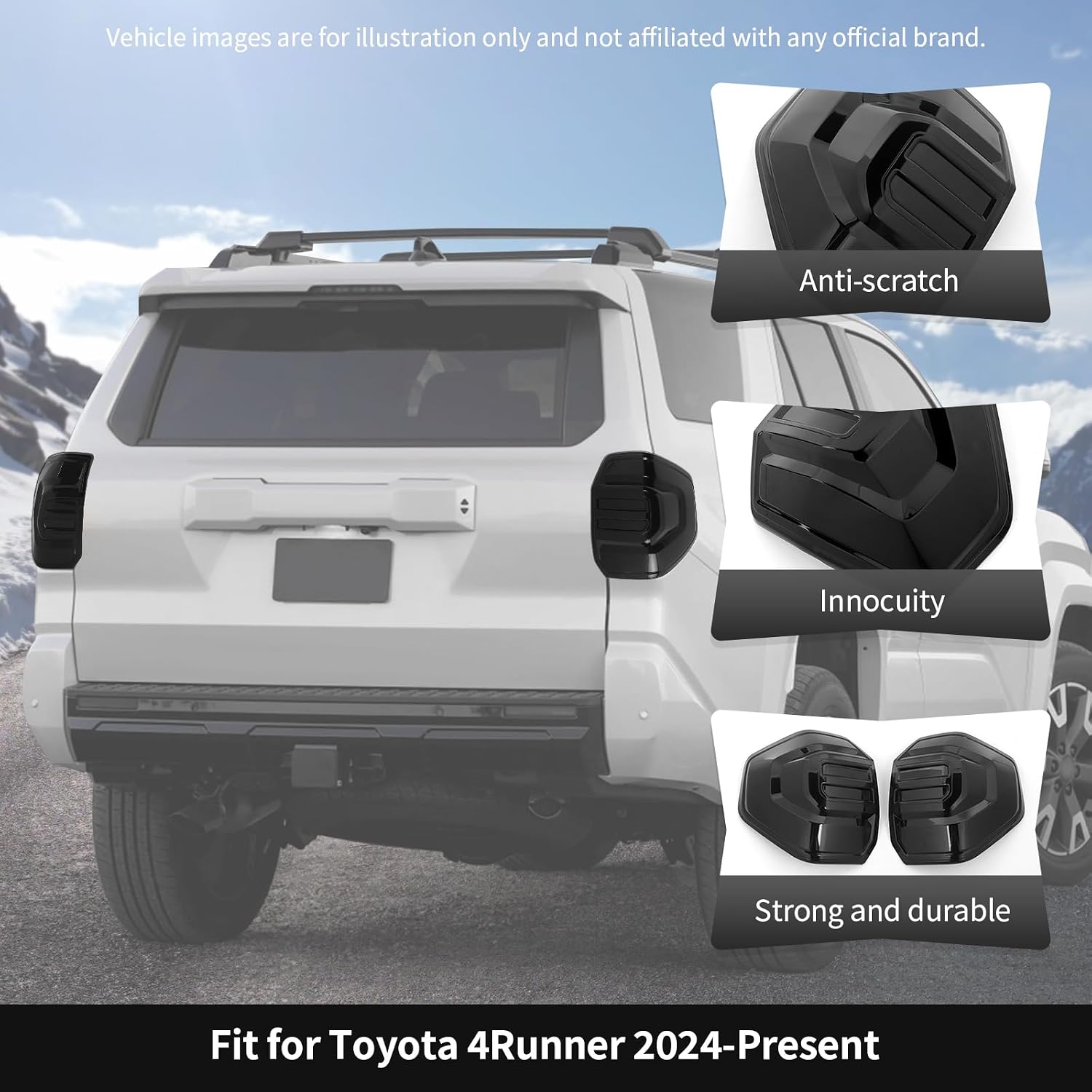 CheroCar Smoked Black Tail Light Cover Guard Trim Replacement TailLight Cover ABS Exterior Accessories for 2024 2025 2026 Toyota 4Runner