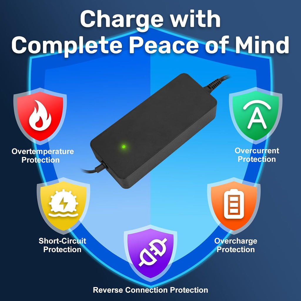 UL Certified Upgraded Fast Charging 3-Pin 48V 3A Battery Charger for Q20 Ridstar & YVY E-Bike, Battery Power Adapter, Waterproof & Moisture-Proof & Protection Against Overcurrent Charger Part