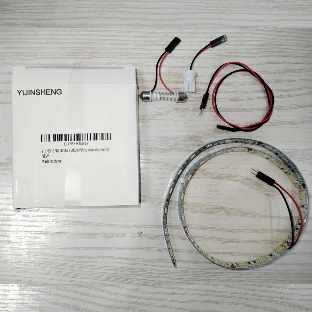 30 SMD 5050 LED Strip Light for Car Trunk Cargo Area or Interior Illumination Decoration, Xenon White, Auto Accessories
