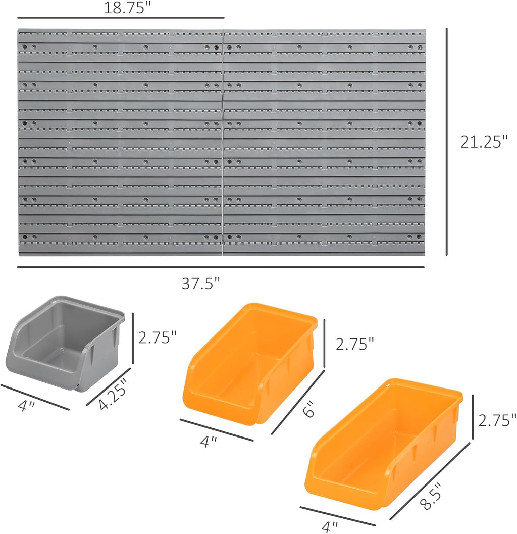 durhand wall mounted storage bins pegboard tool organizer, package contents