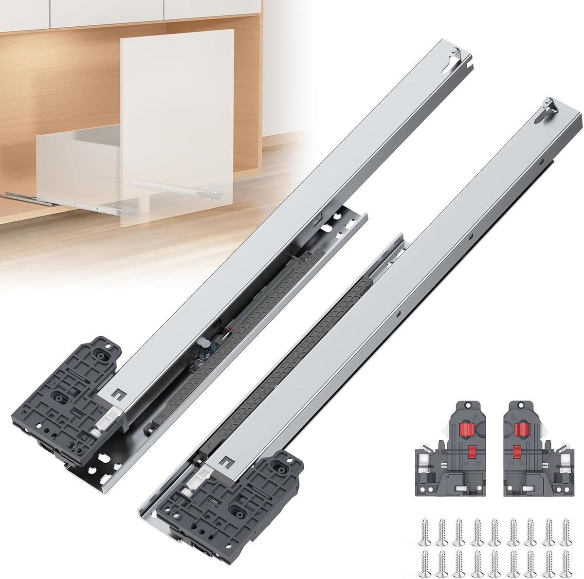 undermount drawer slides,16inch bottom mount full extension drawer, main product view
