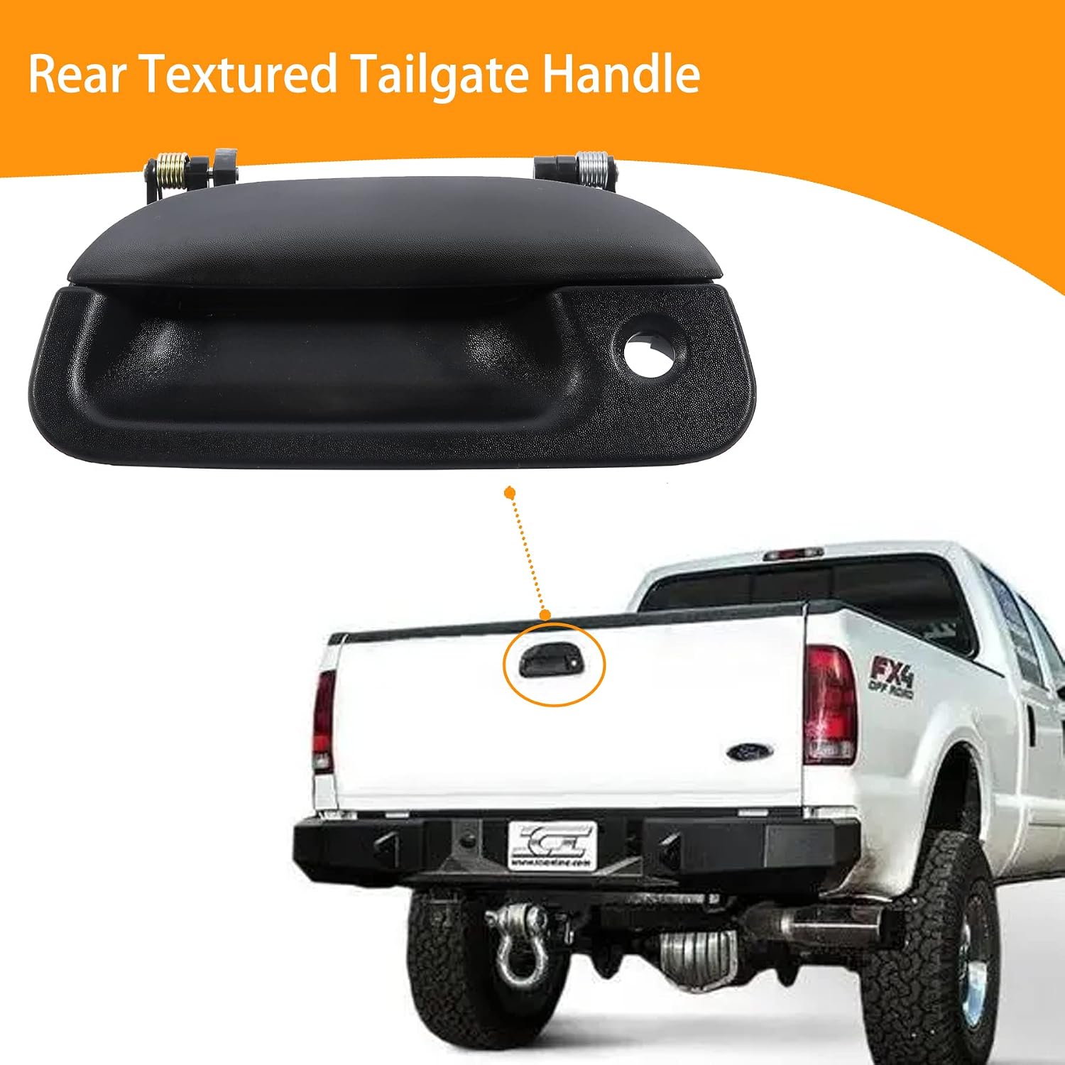 Tailgate Door Handle Exterior, Compatible with 1997-2007 Ford F150 F250 F350 F450 F550 Super Duty, 01-05 Ford Explorer Sport Trac, w/ Key Hole | 7L3Z-9943400-AA, 80238 Outside Tail gate Liftgate Latch