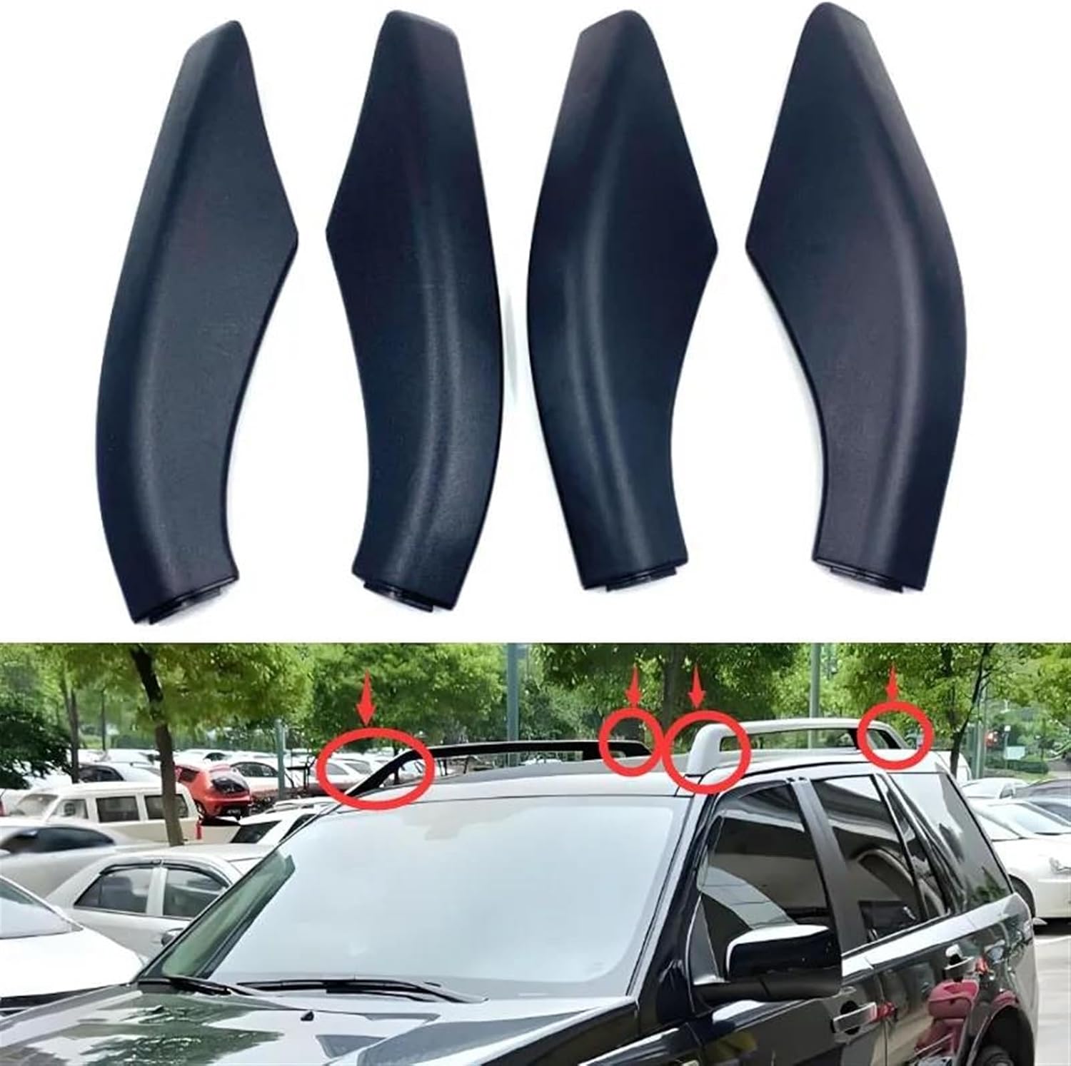 Roof Racks Boxes Plastic Car Roof Luggage Rack Rail End Cover Shell Fit for Land for Rover for Freelander 2 2008-2014 Car Roof Bars(1 Set 4pcs)