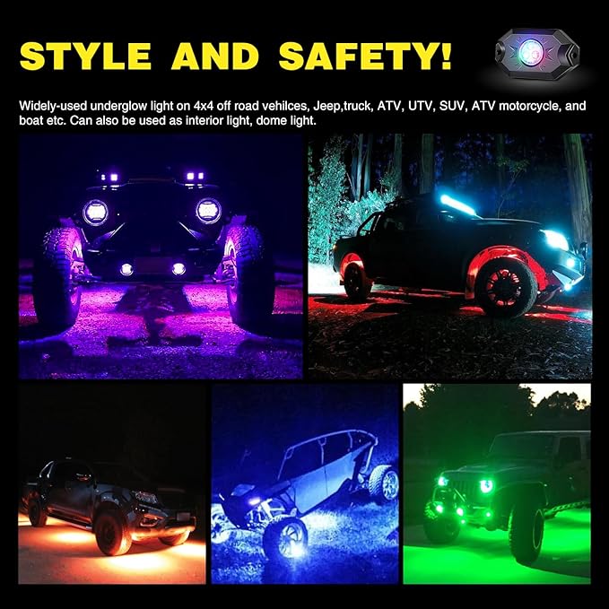 Nilight RGB LED Rock Lights Kit 10 Pods Underglow Multicolor Neon Pod - Image 7