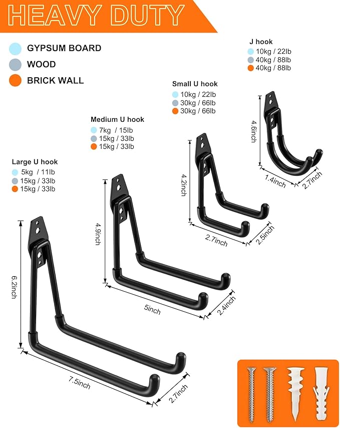 QcoQce 13 Pack Garage Hooks Heavy Duty - Image 2