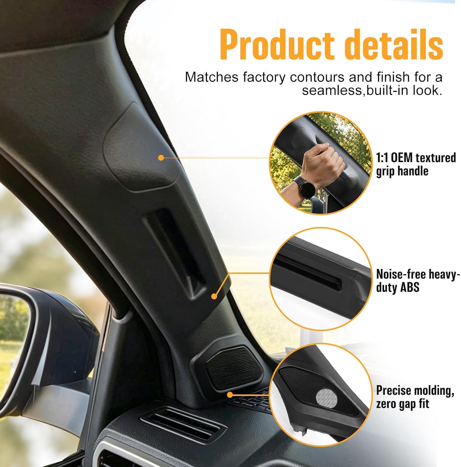 Driver Side A-Pillar Grab Handle Compatible with 2024 2025 2026 Toyota Tacoma Gen 4th, OEM-Style Texture, Matches Passenger Side, Easy Installation