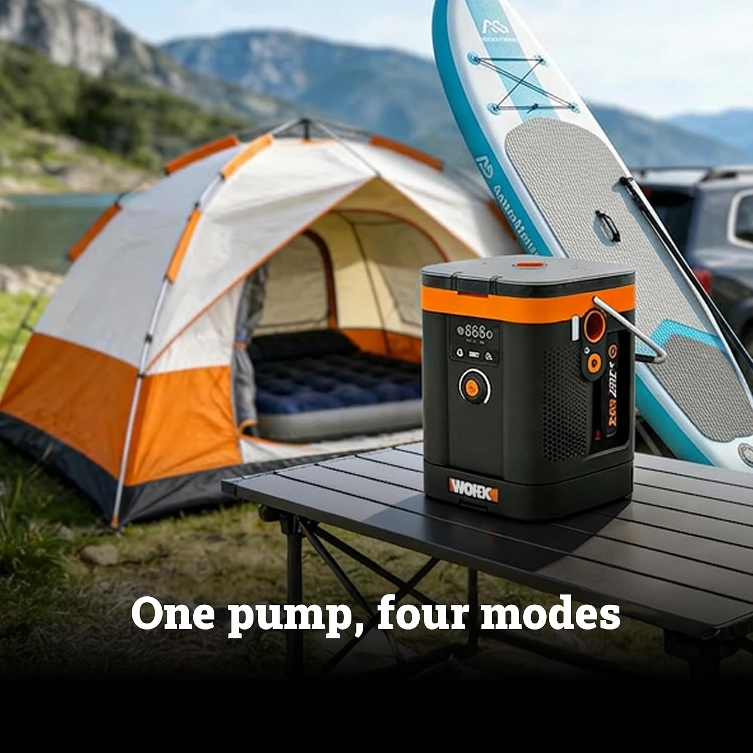 WORX Tire Inflator Portable Air Compressor, 20V Cordless Air Pump for Car Tires, Motorcycle & Balls, 150 PSI Bike Tire Pump with Digital Pressure Gauge, Battery & Charger Not Included, WX098L.9