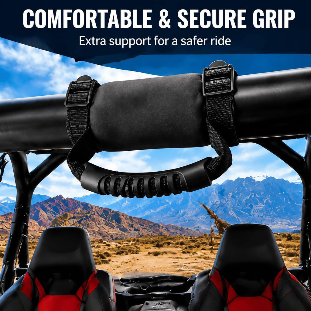 UTV Grab Handle Roll Bar Strap for Kawasaki Mule PRO-FXT Ranch 2025-2026,Soft Foam Hand Grip Safety Assist Handle Easy Install No Drill