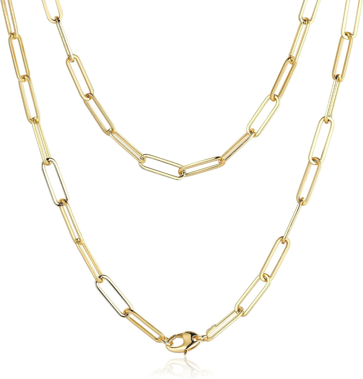 hikarito 5mm paperclip gold chain necklace for women, main product view