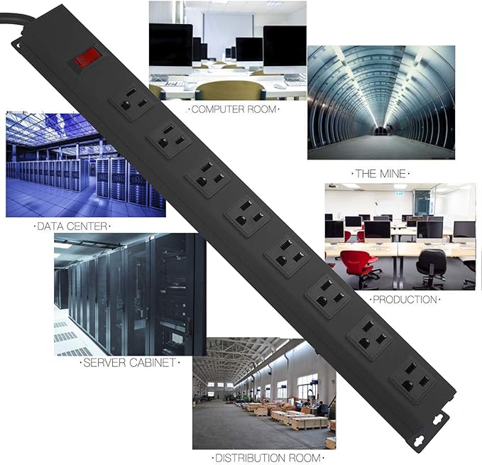 HHSOET Metal 8 Outlet Mountable Power Strip, Wall Mount Outlet Heavy Duty - Image 6