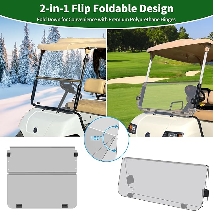 Golf Cart Foldable Windshield 3/16" Thicken Only Fits 2003-2006 Yamaha G22 - Image 7