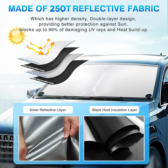 KUST Windshield Sun Shade for Chevrolet Chevy Malibu Accessories 2016-2024 2025 - Image 4