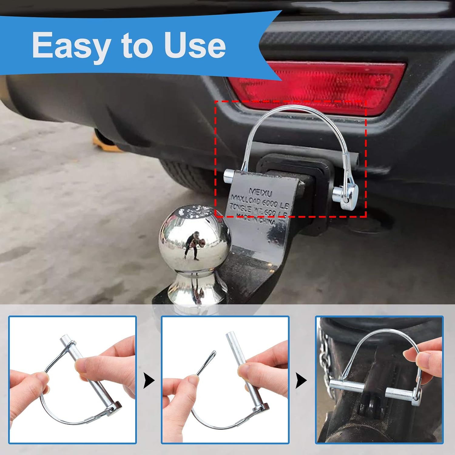 INCREWAY 10pcs Wire Lock Pin, 1/4" Heavy Duty Safety Coupler Shaft Locking Pin Hitch Pto Pin Round Loop Wire Lock Trailers Pin for Farm Lawn Garden