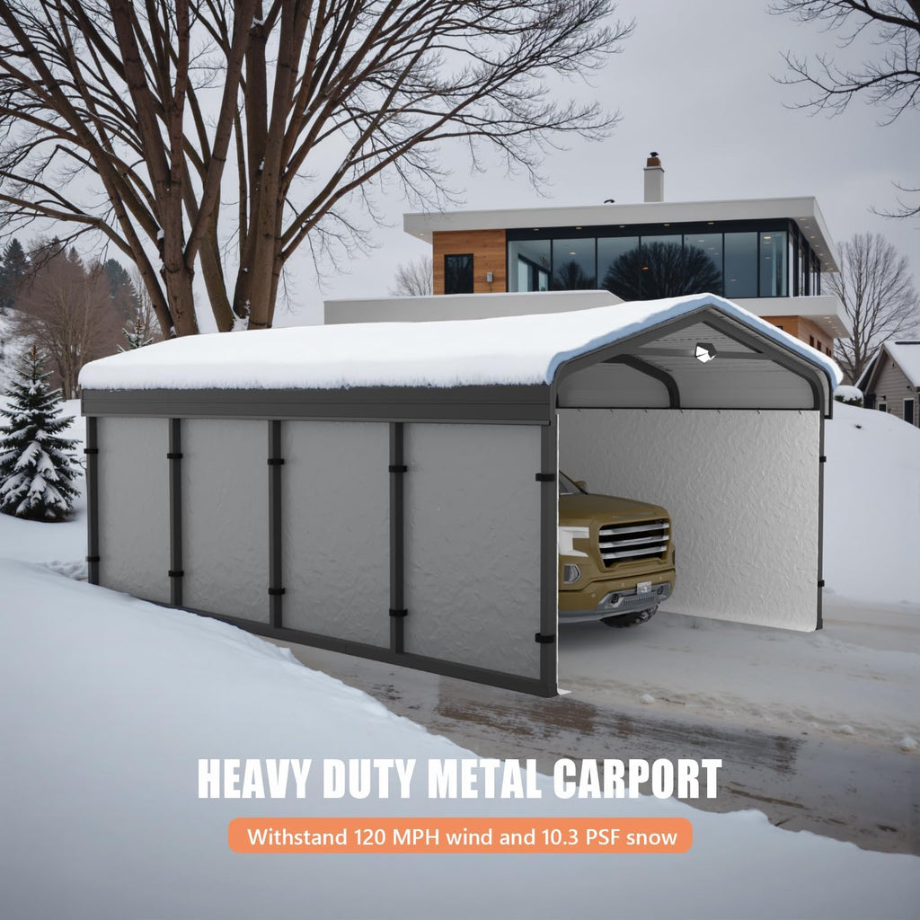 12x20 heavy duty metal carport canopy, drive through on a desk or shelf
