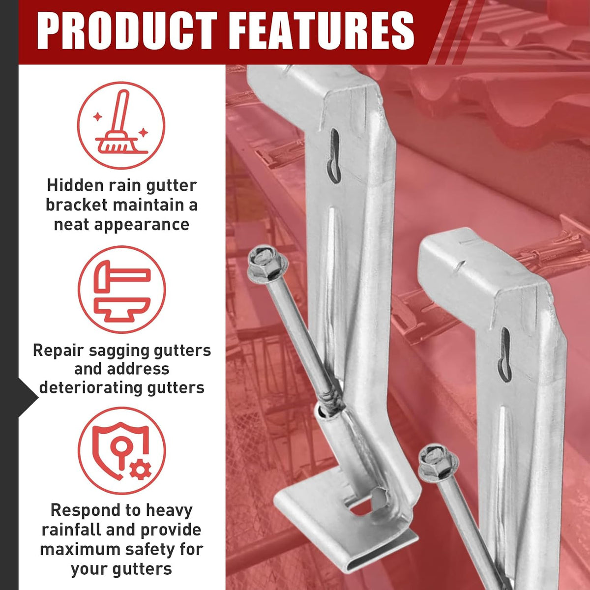 hidden gutter hangers 5 inch k style, side view