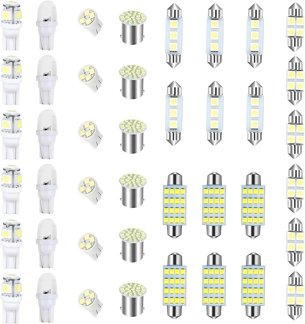 WZP 42PCS Car Interior LED Light Combination Set, T10 31mm 36mm 41mm LED Bulbs, Wide Angle Super Bright Light Bulb for Brake, Reading, License Plate, Map, Parking Lights (White)